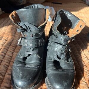 Frye Company Leather Studded combat Boots
